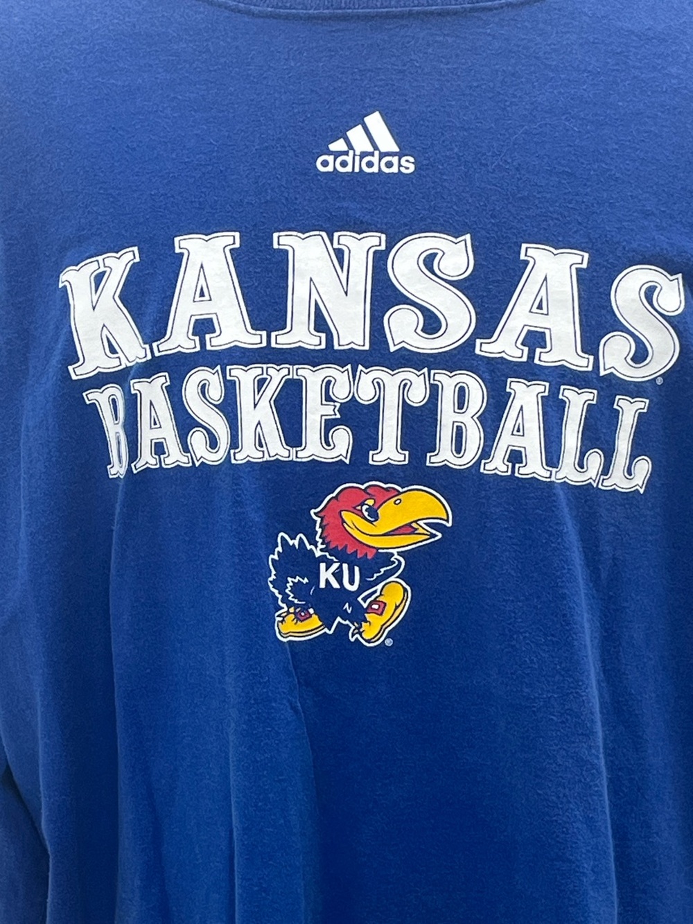 Adidas Mens Kansas Jayhawks Basketball Beak 'Em Hawks Long Sleeve T-Shirt 2XL